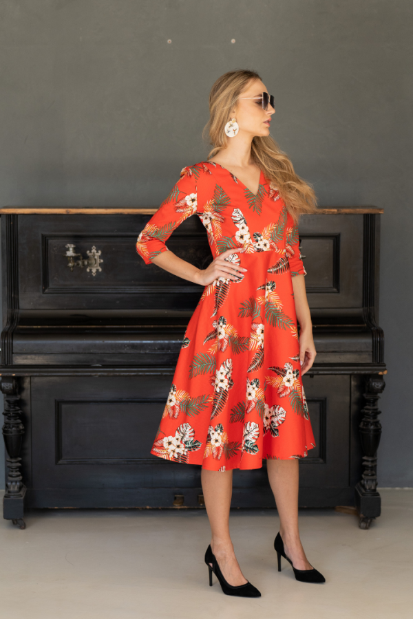 Rochie corai din bumbac Lilly
